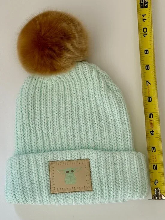 Love Your Melon Grogu Baby Yoda Beanie Mint Green Pom Hat - Picture 2 of 3